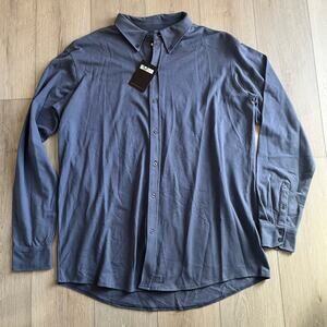 Thomas Dean Men's Dusty Blue Performance Button Down Size XXL